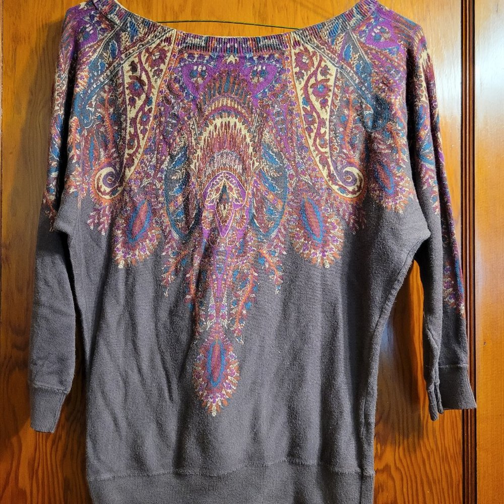 Brown Paisley Design Sweater